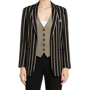 NWT Vintage Womens Pinstripe Blouse Top Retro 80s 90s Deadstock Suit Layered 10